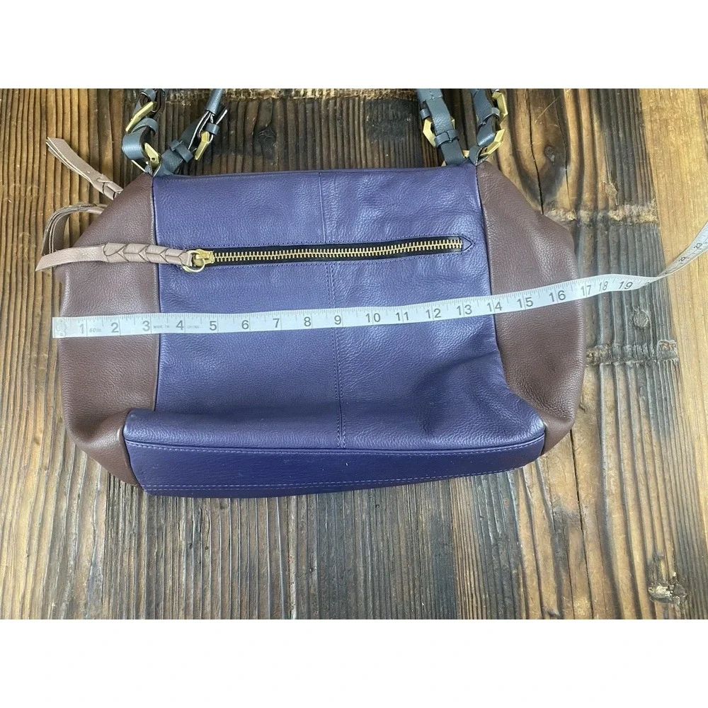 OrYani Pebbled Leather Double Zip Purse Color Block Purple,Teal & Burgandy
